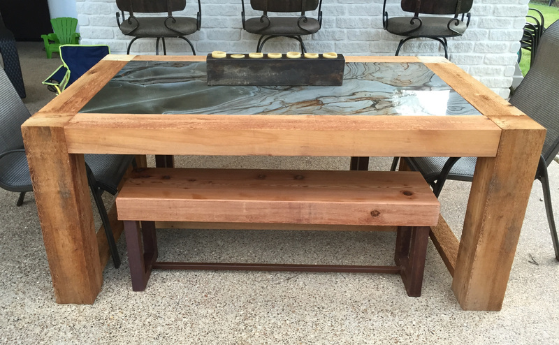 Custom Cedar Table with Granite top / SOLD